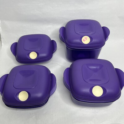 Lot Of 4 Purple Tupperware 2(5958A-1) 1(6166A-2) 1(5960A-2) Food