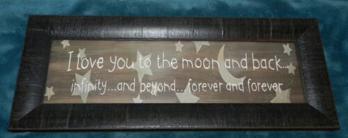 "I LOVE YOU TO THE MOON AND BACK" FRAMED SIGN - NURSERY/KIDS BEDROOM OR ANY ROOM - Picture 1 of 1