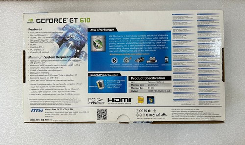MSI Nvidia GeForce GT 610 2GB DDR3 DirectX11 HDMI + DVI PCIe 2.0 - Bild 2 von 2