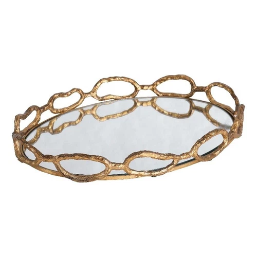 Uttermost Cable Transitional Cast Iron Chain Mirrored Tray in Silver - Picture 1 of 7