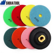 Diamond Wet Polishing Pads 7pcs 4'' Sanding Disc Backer for Marble Granite Tile