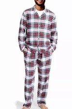 Family Pajamas Matching Men's Cotton Classic Stewart Plaid Pajamas Set Size L