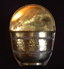 Brass WALL POCKET ~ Half-Round w Rope Details ~ 8½" Tall