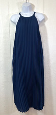 Women’s EXPRESS Dress Size Medium Blue halter neck pleated $88 NEW (hh11)
