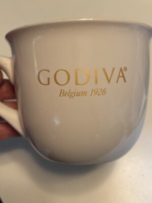 Nice LARGE White & Gold GODIVA Chocolate Ceramic Coffee Mug Minty 5 