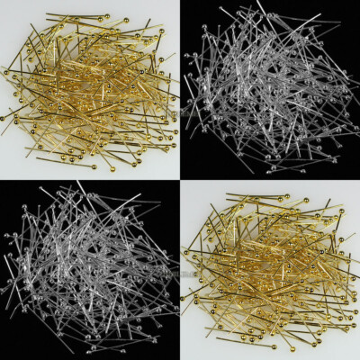 1000pcs/lot Silver/Gold Plated Copper Ball Head Pins Findings 18/20/22/25/30mm
