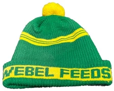 Vintage Webel Feeds Green Yellow Farming AG Agricultural Farm Beanie Hat