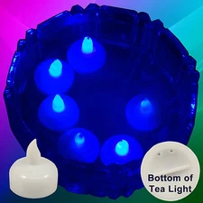 NEW 12 Blue Led Floating Candle Floral Tea Light for Wedding Centerpiece Decor