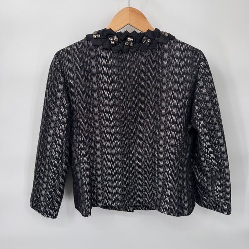 Tahari ASL Blazer Skirt Set Womens 4 Black Silver Embellished Cotton Blend VTG - Picture 8 of 17