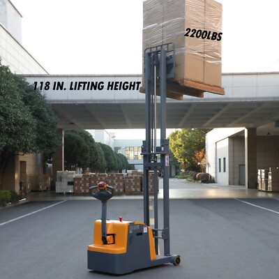 APOLLOLIFT 3 Wheel Counterbalanced Fully Powered Electric Stacker 2200lb W/ 118''