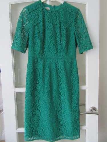 Hobbs Womens Party Evening Dress Green Lace Knee Length Size UK 10 - Picture 3 of 10