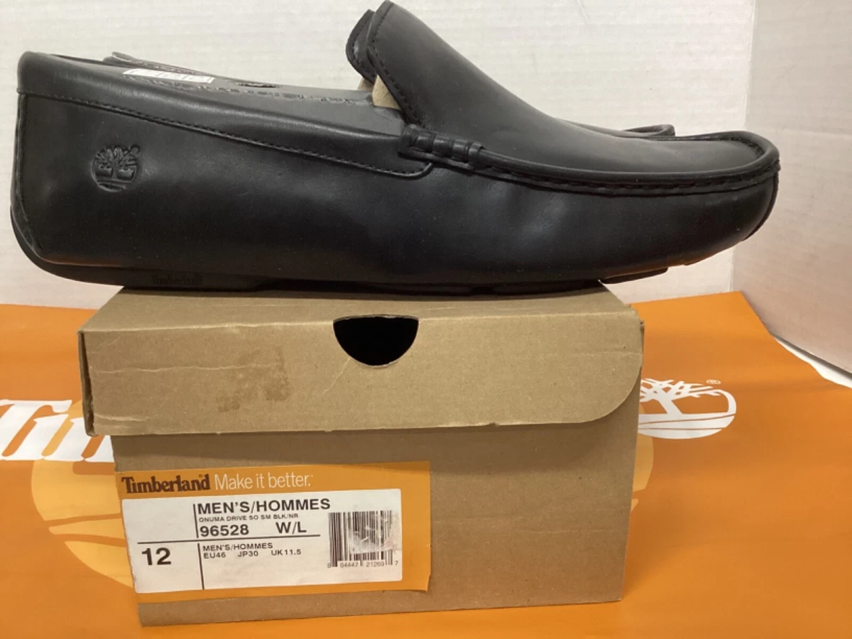 Timberland Onuma Drive Slip On Smooth Black Mens Leather Shoe 96528 12 Wide