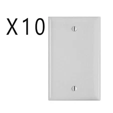 10 Pack Lot - Single Gang 1-Gang Blank Wall Face Plate Outlet Switch Cover White