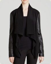 Nwt Dkny Pure Luxury Leather Shawl Waterfall Collar Jacket Cardigan Lambskin