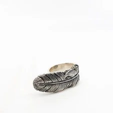 King Baby Studio Raven Feather Statement Ring Fine Silver .925 Size 8