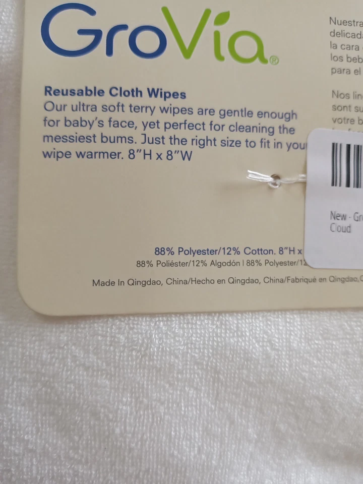 Grovia Reusable Cloth Diapering Wipes, 12 Count all white brand new attached tag - Image 4 of 4