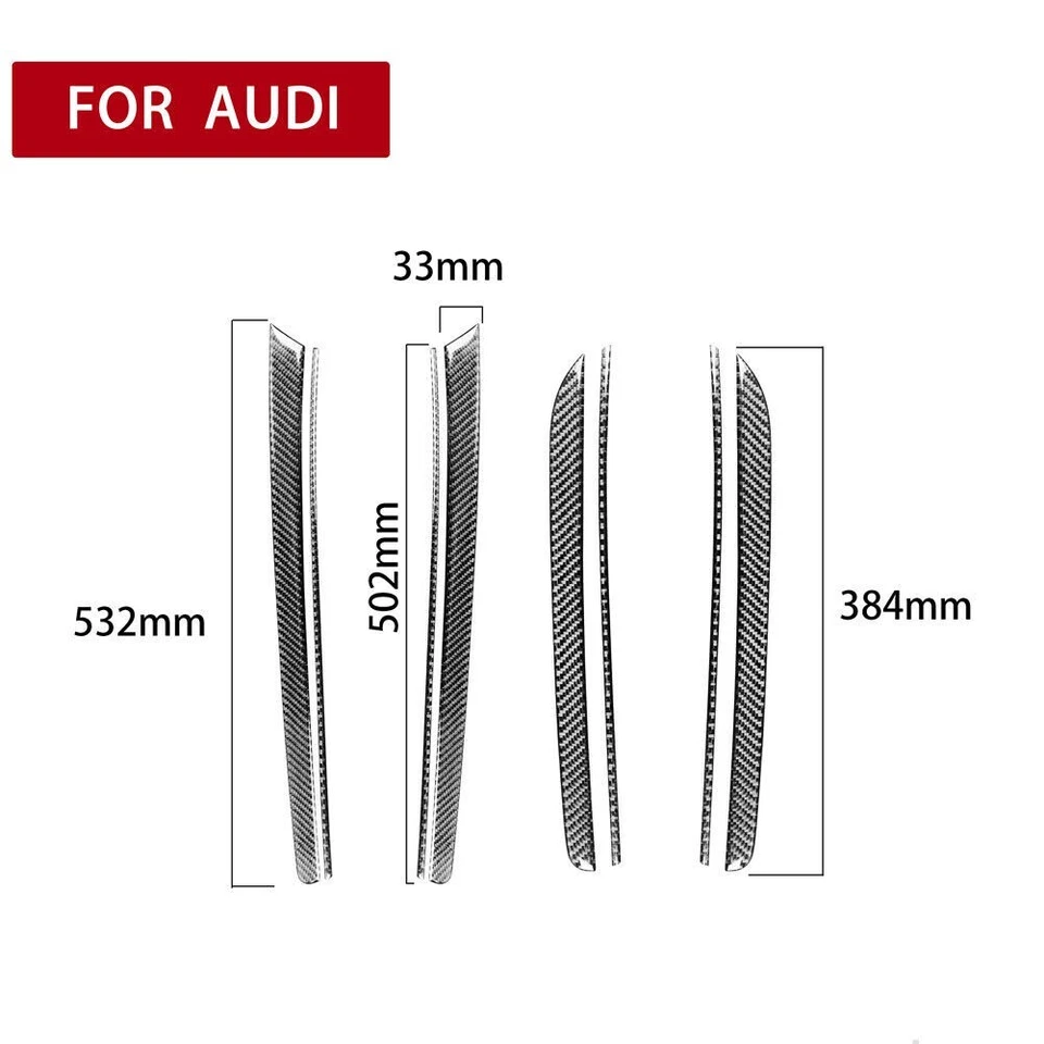 Cubierta de panel de puerta interior de fibra de carbono real 8 piezas para Audi A5 S5 2008-2016 Foto 3 de 4