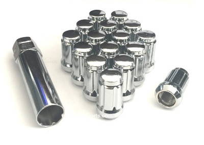 20 Chrome Closed End Spline Lug Nuts 1/2-20 Fits Jeep Vehicles + (1) Socket Key