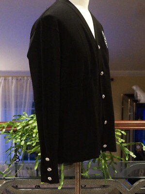 Chrome Hearts 黒 カーディガン 十字架刺繍 CHROME HEARTS Black cotton silver crucifix button cardigan
