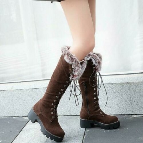 Womens Winter Fur Lined Knee High Snow 