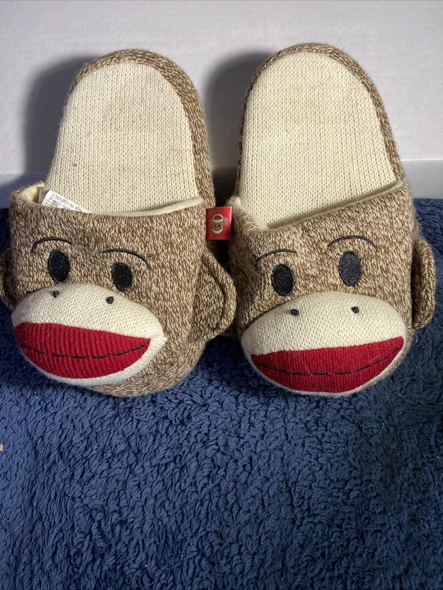 The Sock Monkey Brown Sock Monkey House Slippers Slip-on Youth M eBay