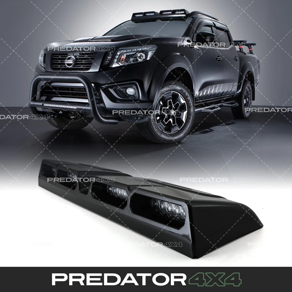 GLOSS BLACK QUAD ROOF MOUNTED LIGHT WHITE LEDS FOR NISSAN NAVARA D23 NP300 15-21
