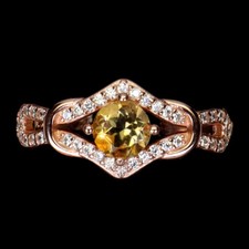 925 Sterling Silver Round Yellow Citrine 5mm Simulated Cz Ring Size 7