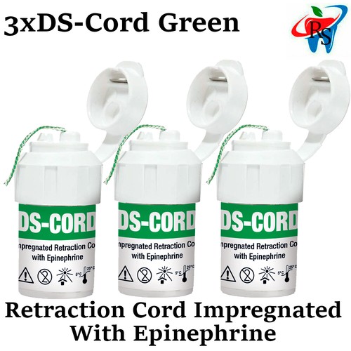 3x Dental Zahnfleisch Retraktion DS-CORD Twist Imprägniert Adrenalin Grün - Bild 1 von 5