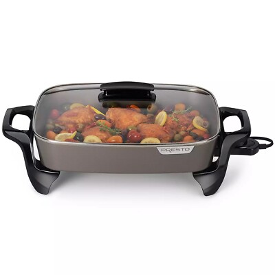 Presto 16-in. Ceramic Electric Skillet with Glass Cover, Cool-touch handles