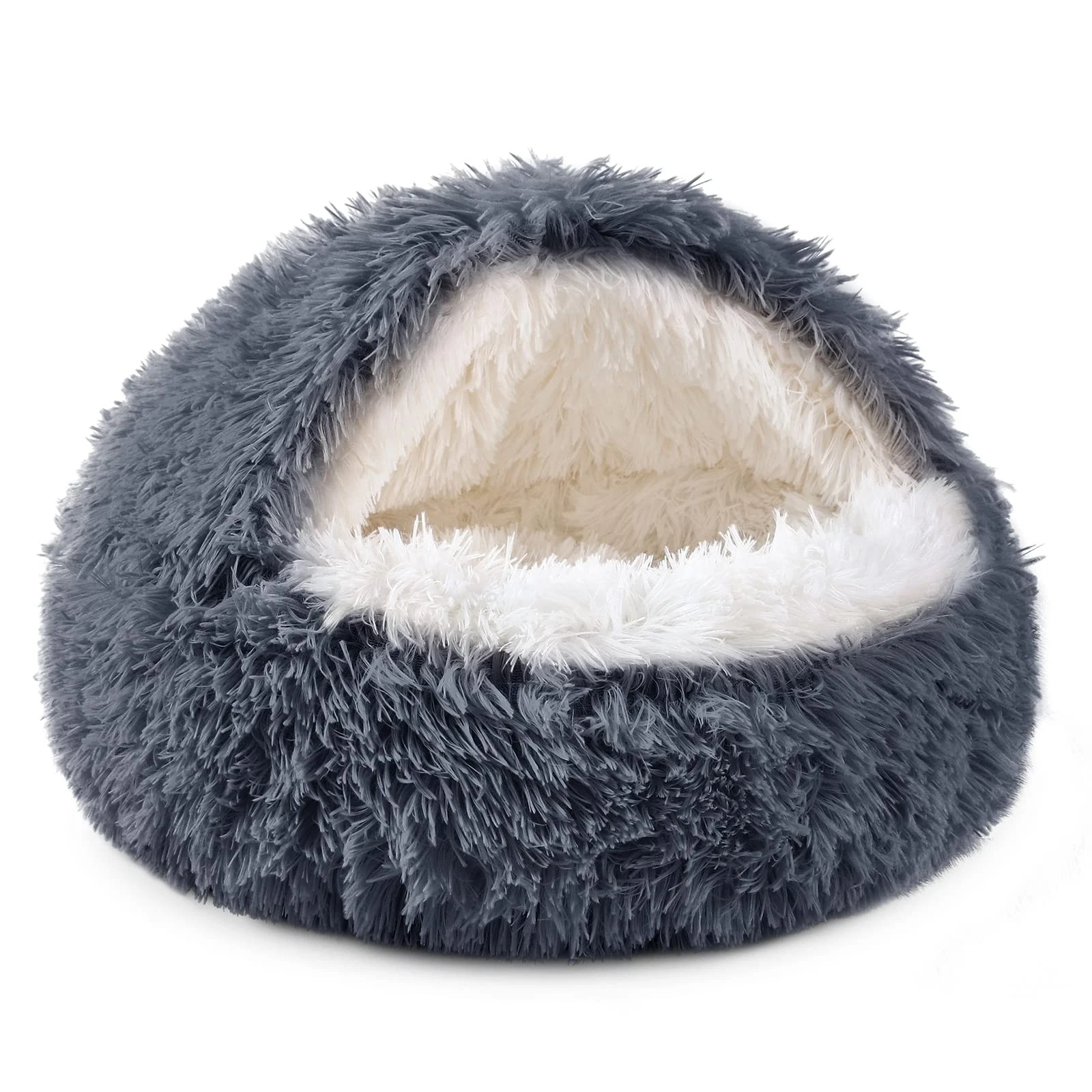 NOYAL Round Hooded Donut Dog Bed for Small Medium Pets - Plush Fluffy Anti-A...
