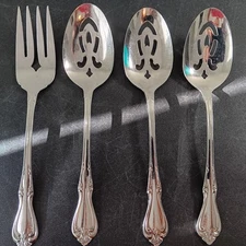 Set Of 4 Oneida "Briarwood" Stainless Steel Serving Spoons/Fork