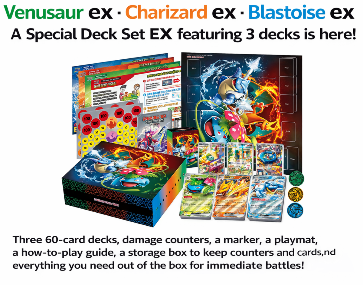 Pokémon Card Venusaur Charizard Blastoise EX Special Deck Set