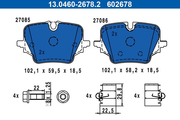 Bremsbelagsatz FÜR BMW X1 (U11), BMW X2 (U10), BMW 1 (F70) - ATE 13.0460-2678.2-image