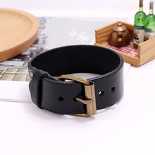 1Pc Simple Adjustable Cowhand Bracelet Fashion and Retro Accessories (Black)