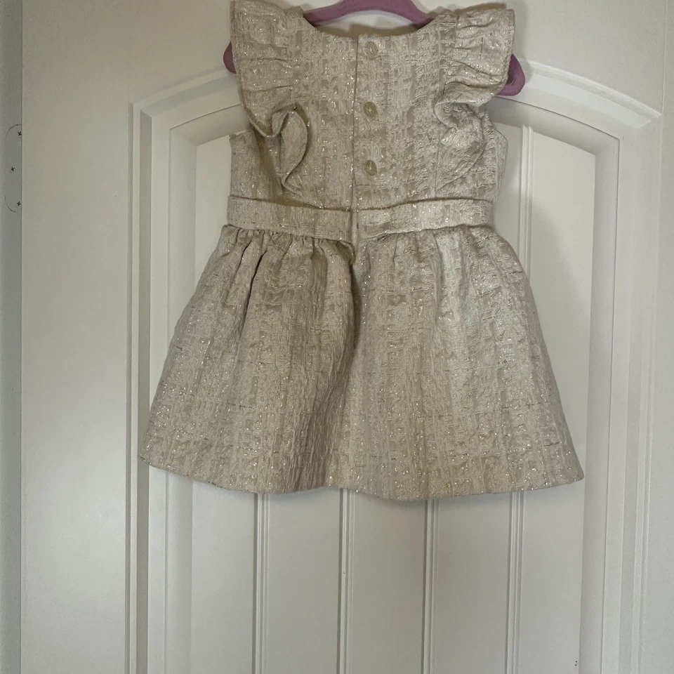 Vestido Oshkosh Genuino Niños Marfil-Dorado Ocasiones Especiales Talla 18 M, Niña  Foto 2 de 4