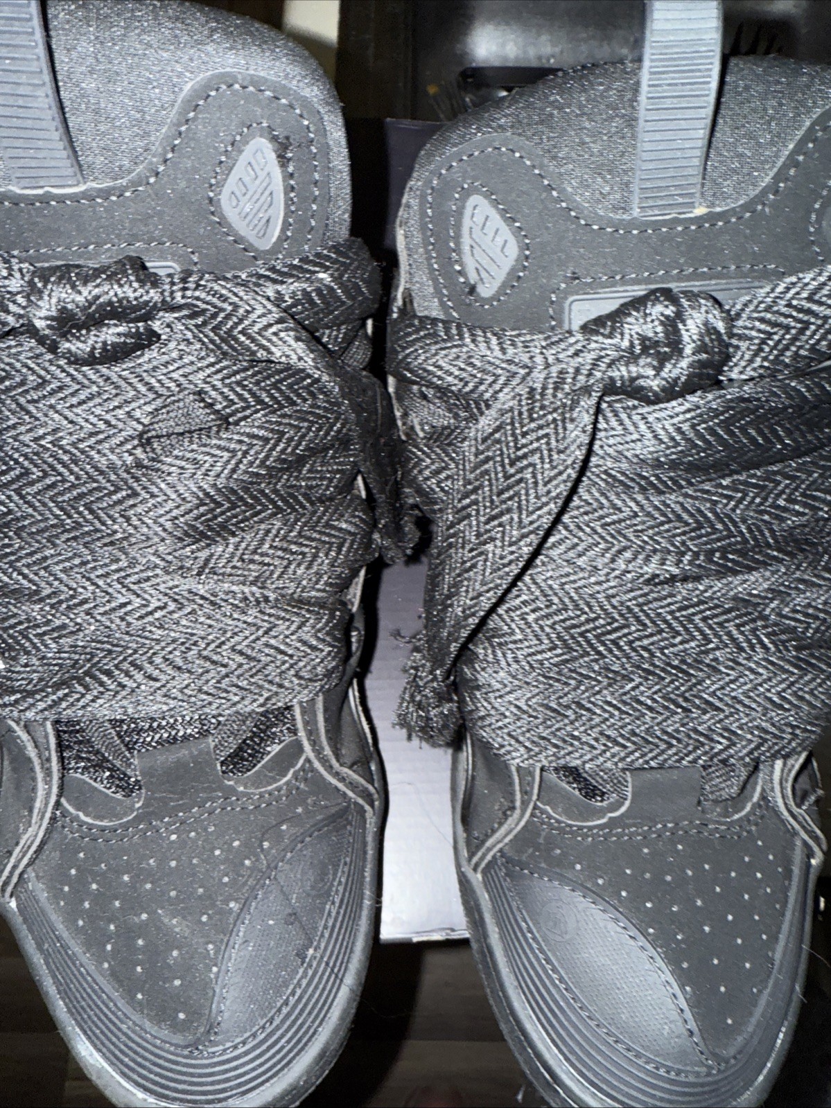 Lanvins Men's Curb Sneakers Size 44 (11) Black Leather Lace Up Low Top Shoes New