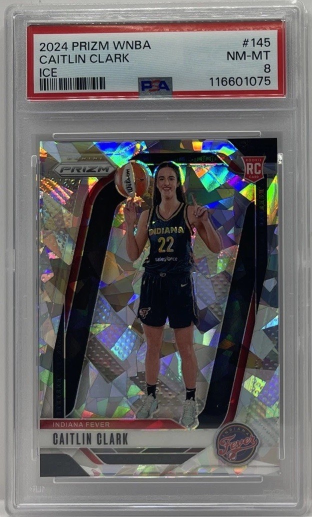 2024 Panini Prizm WNBA Ice #145 Caitlin Clark RC Rookie PSA 8 NM-MT Fever SP