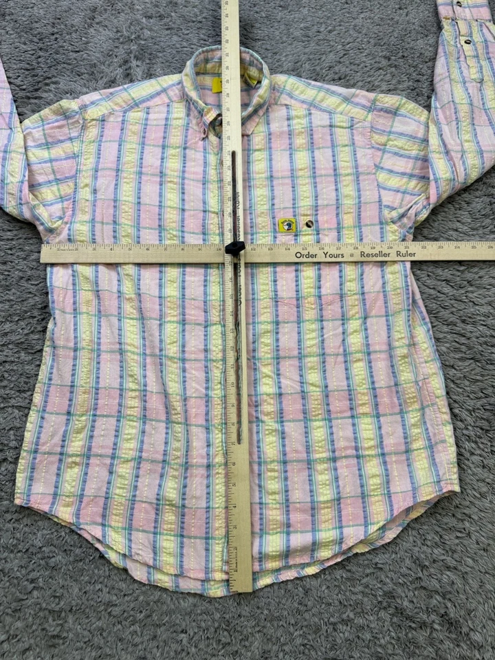 Duck Head Shirt Men Medium Pink Plaid Seersucker Long Sleeve Button Down Preppy - Image 4 of 4