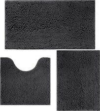 3 Piece Bathroom Rugs Set, Non-Slip Bath Mats with PVC Backing, Super Absorbent