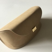 CHLOE SUEDE SUNGLASSES CASE IN BEIGE WITH GOLD 6.5 x 3 x 2.75
