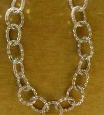 Women's Link Oversized Statement Necklace Long Silver Tone Disco bold Chunky 