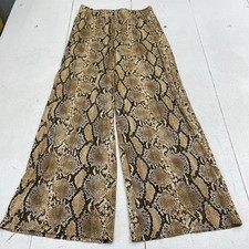H&M Brown Snake Printed Stretch Pull On Flared Leg Pants Women's Size Small