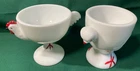 Vintage Westmoreland Milk Glass Pair of Hen/Rooster Custard/Egg Cups