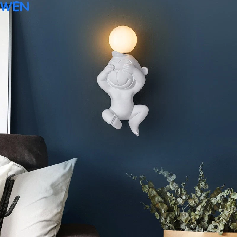 Nordic living room lighting fixtures,children's room wall lamps,monkey walllamps - Image 4 of 4