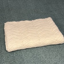 Baby Blanket Hand Crocheted White Knit Afghan 46x34 Nursery