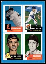 1992 Bazooka ’53 Topps Archives Quadracard Boudreau/Face/Haddix/Rigney #19