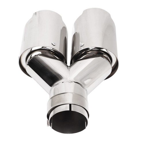 Ι Dual Outlet Exhaust Tip 63mm ID 89mm OD Y Shaped 304 Stainless Steel Mirror - Picture 2 of 12