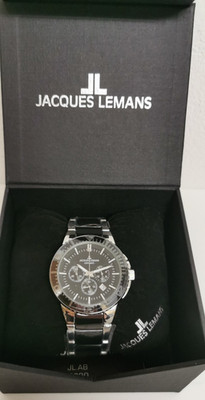 Wunderschöne Herrenuhr Chronograph Jacques Lemans 1-2166A Edelstahl Keramik neu