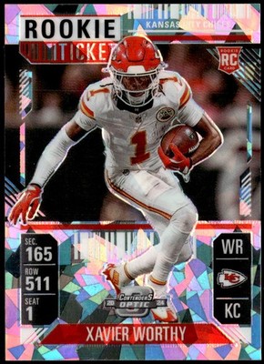2024 Panini Contenders Optic #100 Xavier Worthy Cracked Ice #/22 Rookie