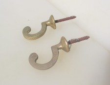 Victorian Brass Window Blind Ties Old Hooks Cord Hangers Curtain Antique 1.5"D
